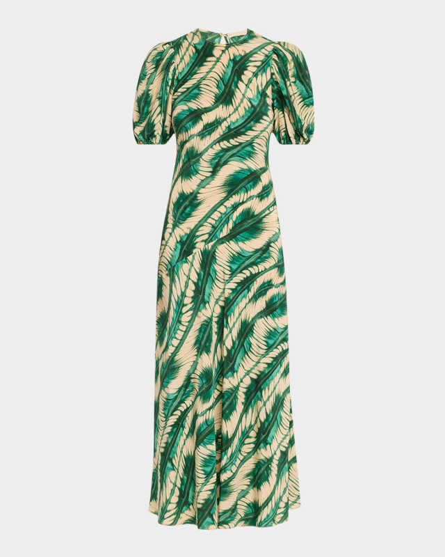 Ines Puff-Sleeve Midi Dress